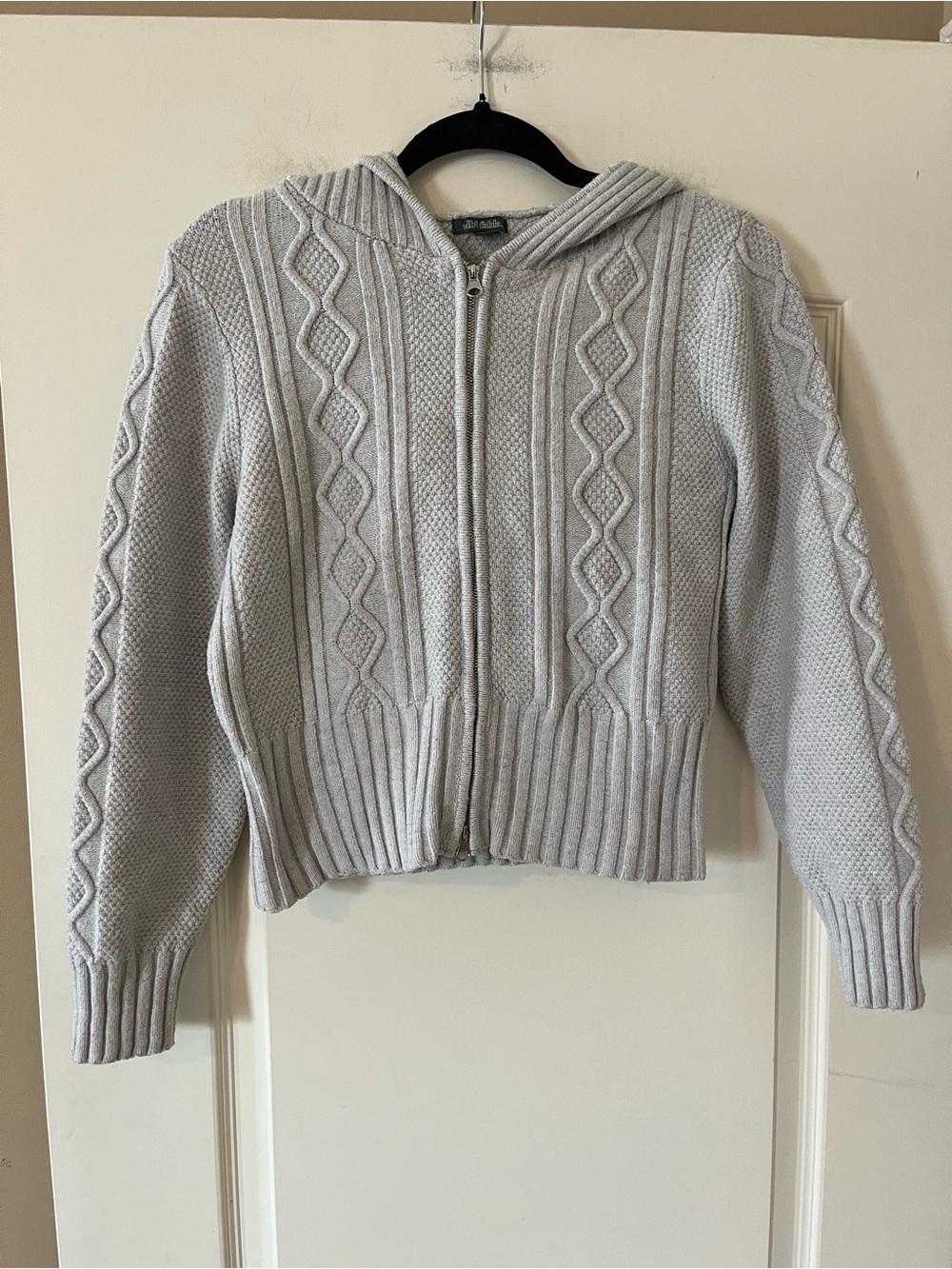 Wild Fable Cable Knit Zip-Up Hooded Sweater Jacket Juniors Size Large